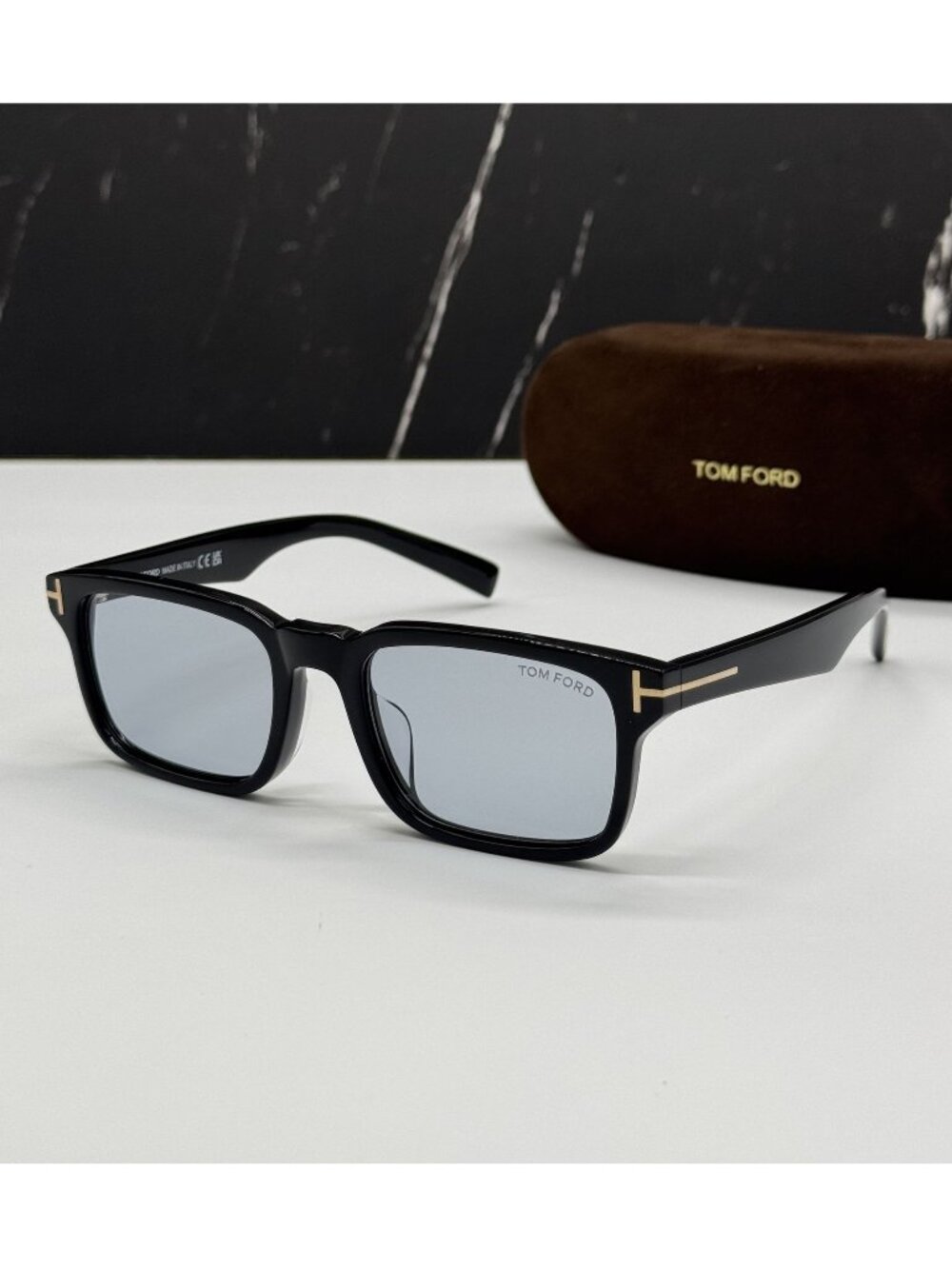 NWT Tom Ford TF1148/D 01A Black Light Blue Square Sunglasses FT1148 01A